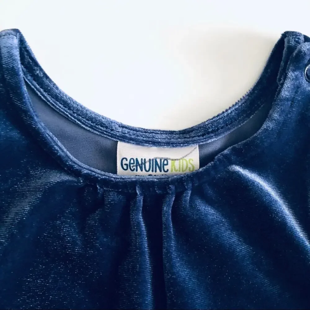 NEW Genuine Kid Girl's 2T Velour Bow Jumpsuit Nightfall Blue